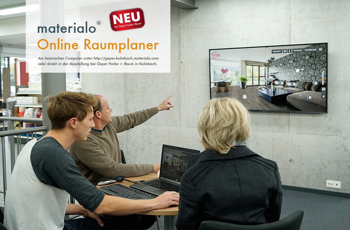 materialo Online Raumplaner, am Computer oder in der Ausstellung von Geyer in Kulmbach